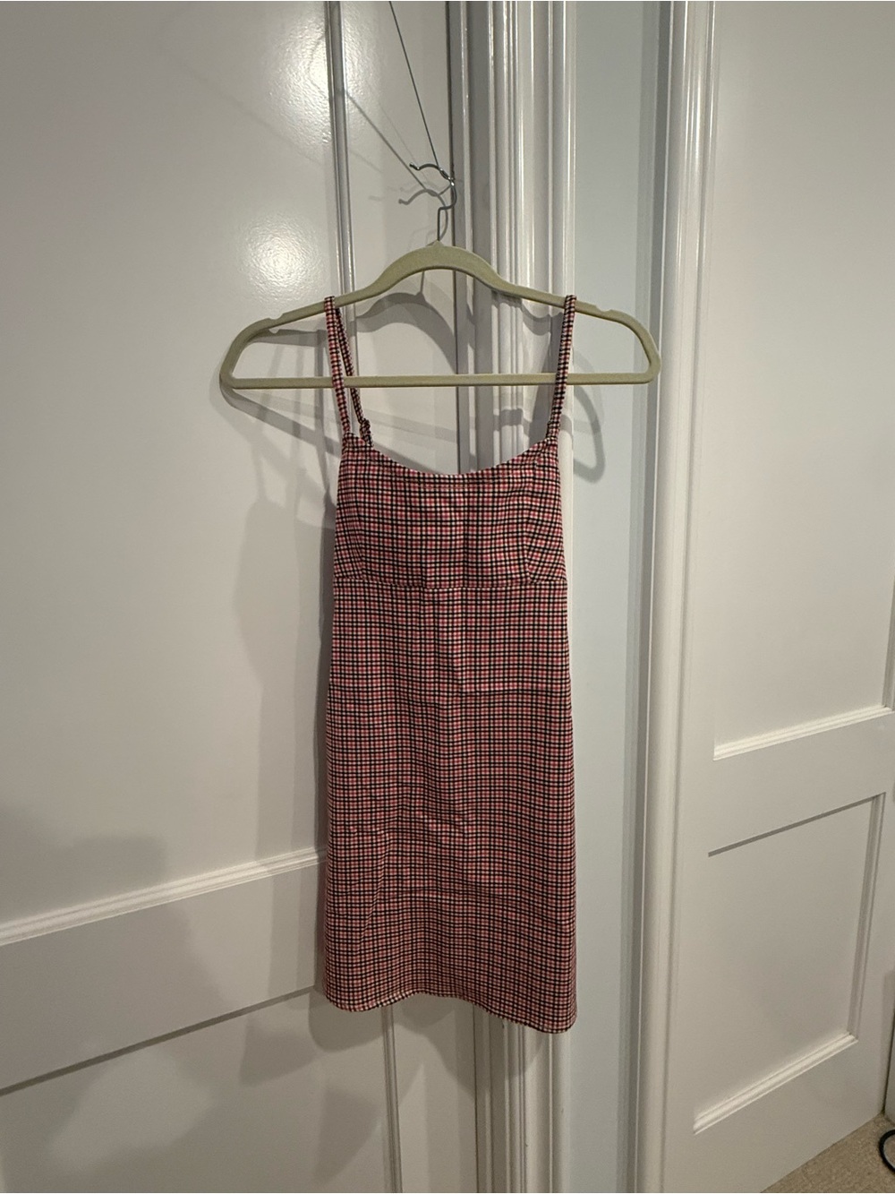 Brandy Melville Red and White Gingham Mini Slip Dress